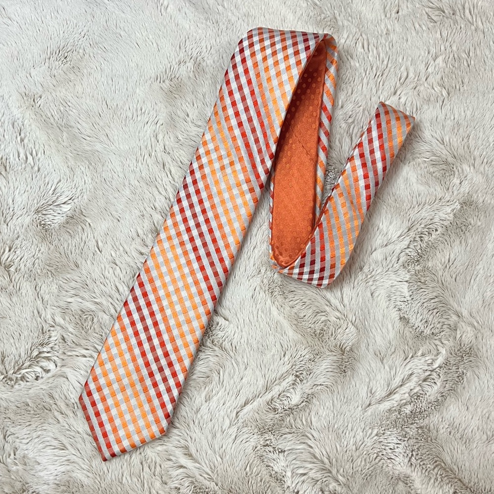 Orange, Red & Silver Tie